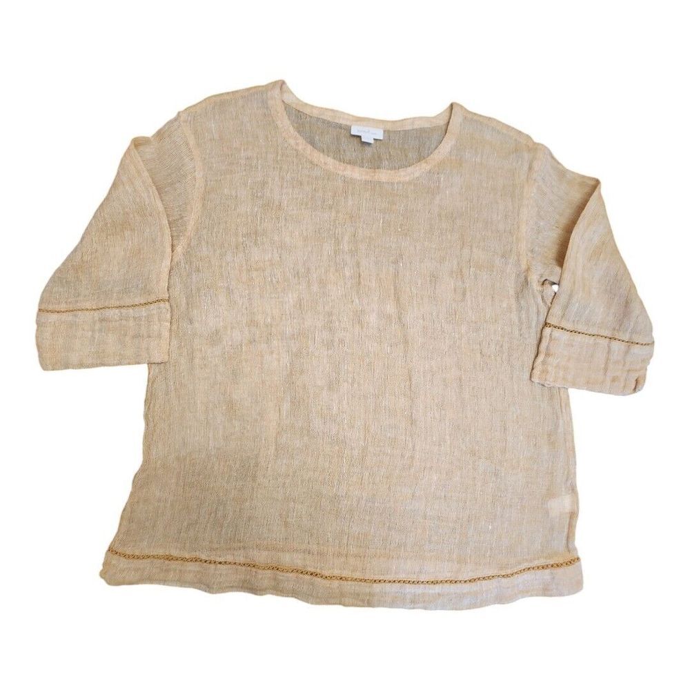 NWOT J Jill Pure Jill Linen Medium Top Large Beige Boho Sheer Oversized Relaxed‎